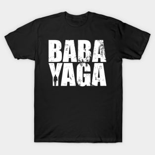 John Wick BABA YAGA White Distressed Text Typography T-Shirt